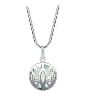 Arabesque Round Cutout Pendant Green Amethyst