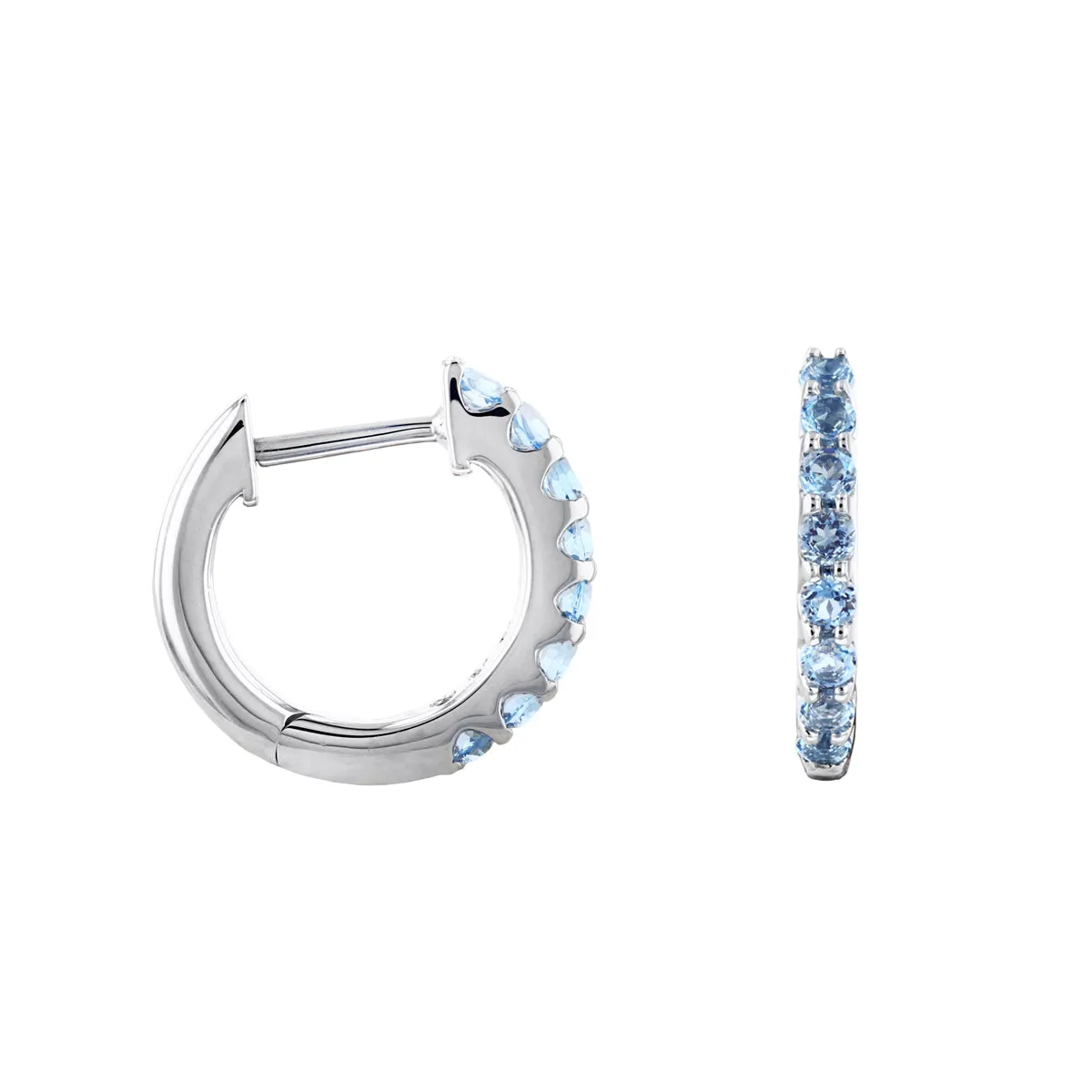 Bijou Collection 0.45ct Blue Topaz 9mm Hoop Earrings | 9K White  Gold