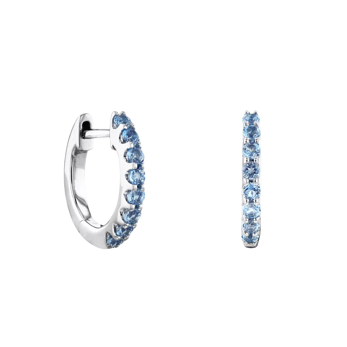 Bijou Collection 0.45ct Blue Topaz 9mm Hoop Earrings | 9K White  Gold