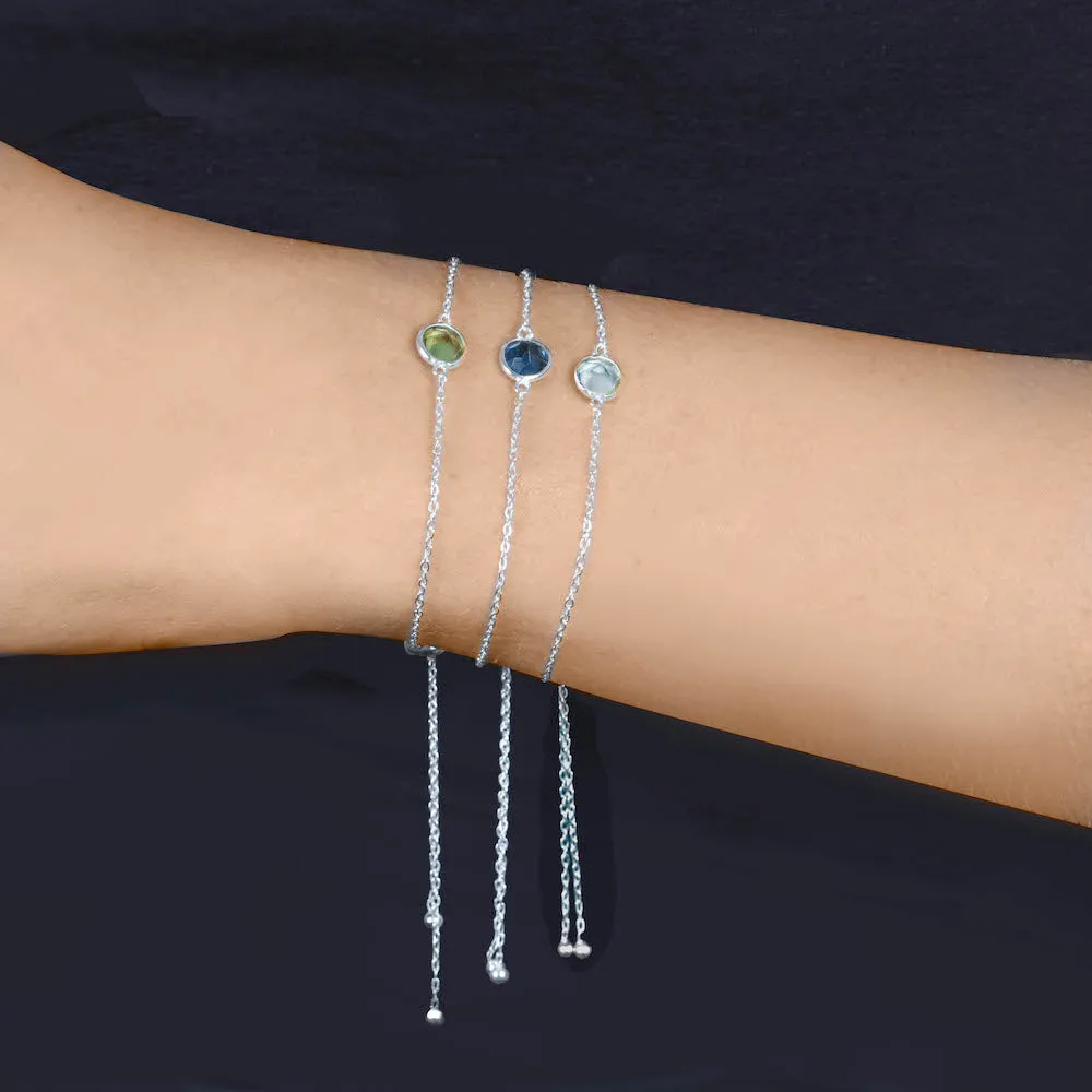 Birthstone Solitaire Bracelet- April White Topaz