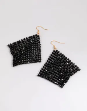 Black Diamante Chainmail Drop Earrings