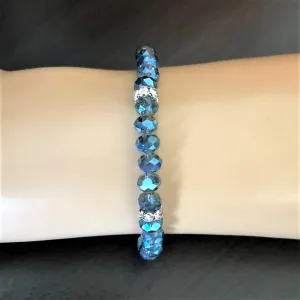 Blue Diamond Crystal Faceted Stretch Bracelet