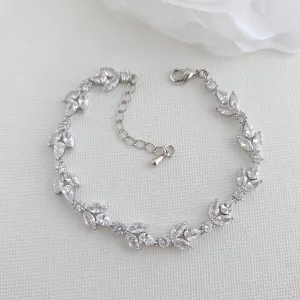 Bracelet for the Bride in CZ & Silver-Anya