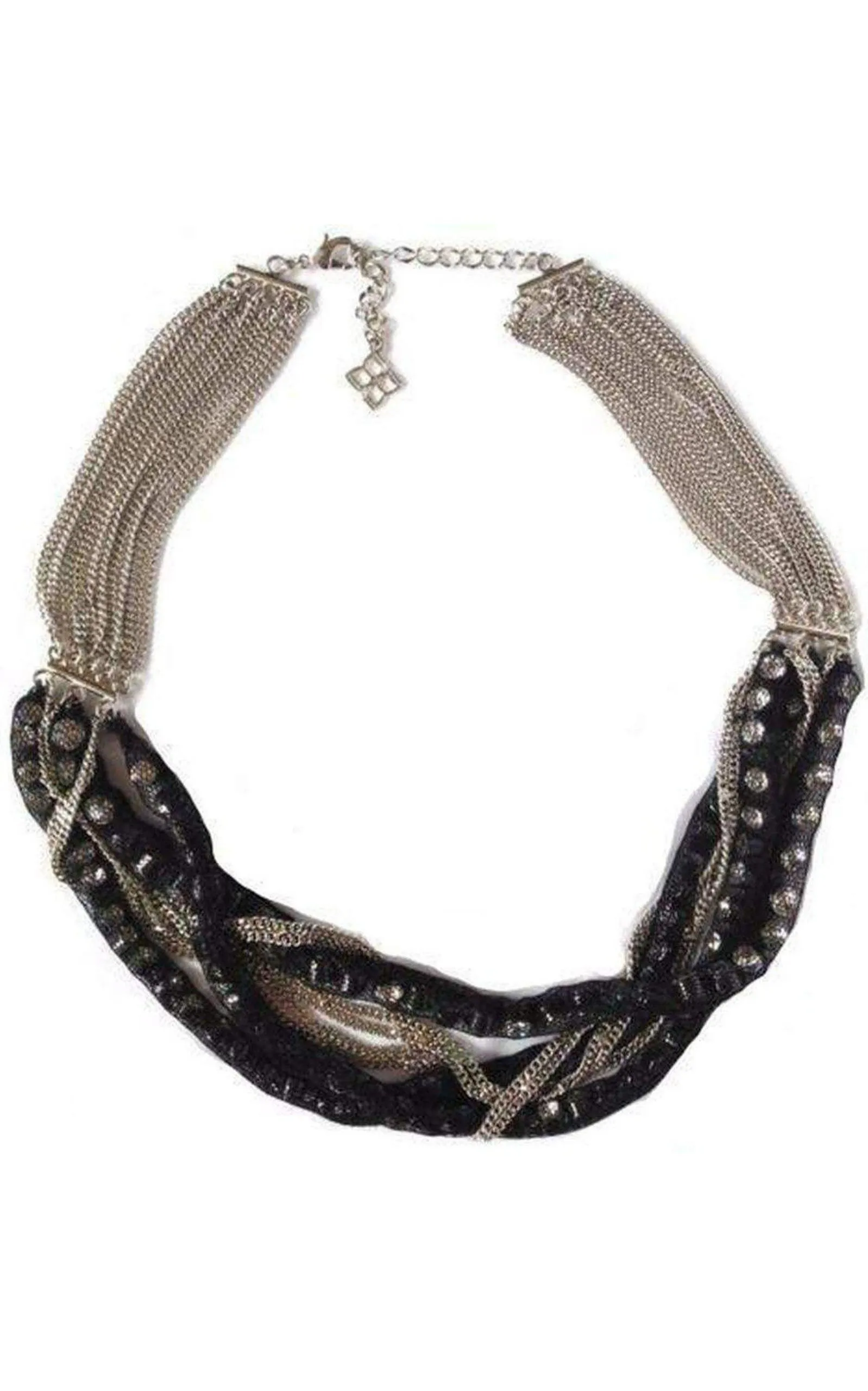 Braided Silver Multiple Chain Necklace