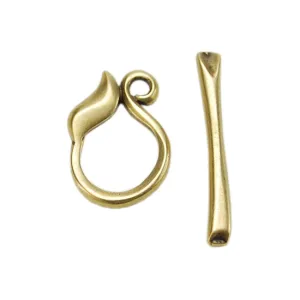 Bronze Plate Toggle Clasp - Mini Leaf & Twig 16mm x 23mm