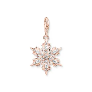 Charm Pendant Snowflake with white stones rose gold