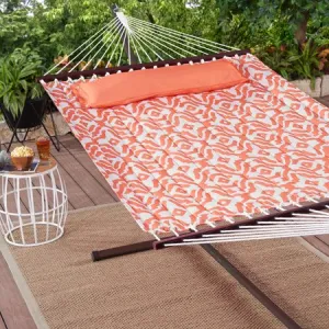 Chic Hills Quilted Outdoor Double Hammock in Coral