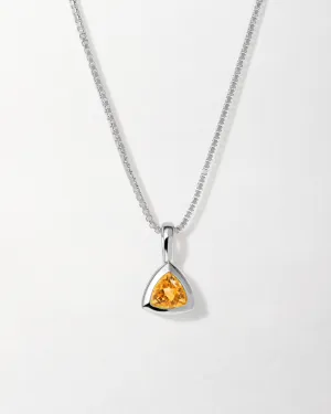 Citrine November Birthstone Necklace - Silver