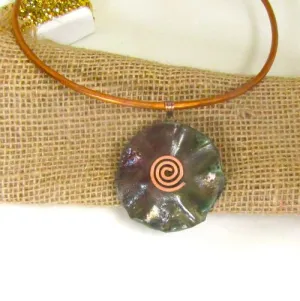 Copper Choker Handmade Rich Brown Raku Pendant