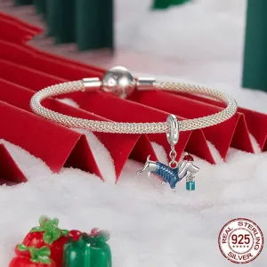 Dachshund Santa Sterling Silver Charm