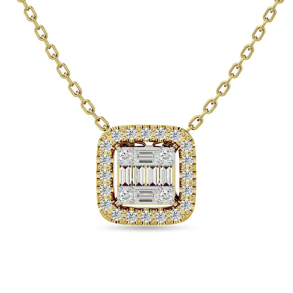 Diamond 1/4 Ct.Tw. Round and Baguette Fashion Pendant in 14K Yellow Gold