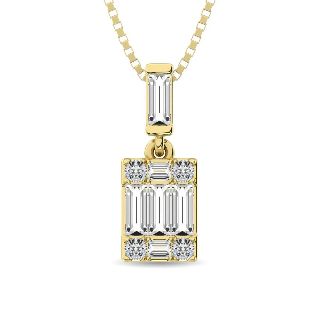 Diamond 1/6 Ct.Tw. Round and Baguette Fashion Pendant in 14K Yellow Gold