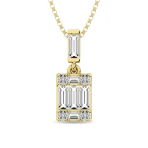 Diamond 1/6 Ct.Tw. Round and Baguette Fashion Pendant in 14K Yellow Gold