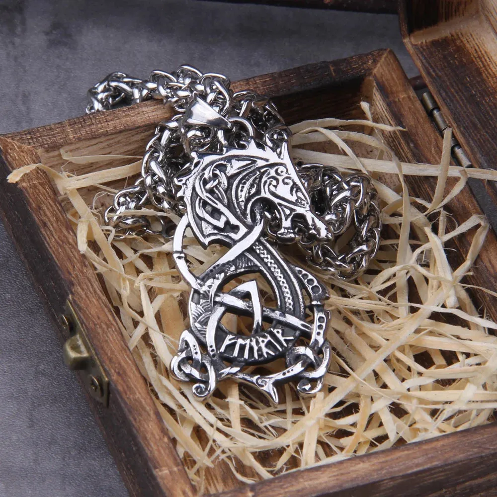 Dragon With Rune Viking Necklace