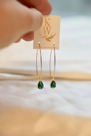 E1643EMG Gold Earrings-Emerald Teardrop