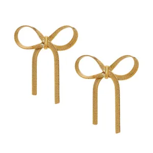 Earrings Bow Herringbone 18K gold filled