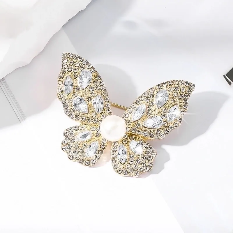 Elegant Butterfly Alloy Artificial Pearls Rhinestones Women's Brooches