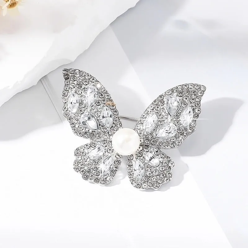 Elegant Butterfly Alloy Artificial Pearls Rhinestones Women's Brooches