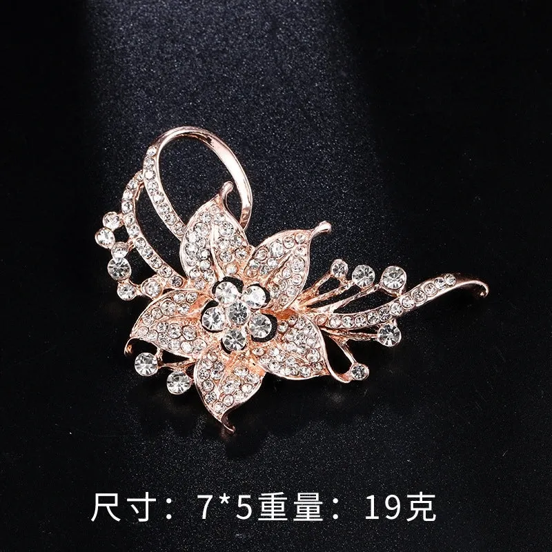 Elegant Pin Bicycle Flower Snowflake Imitation Pearl Alloy Inlay Rhinestones Women'S Brooches