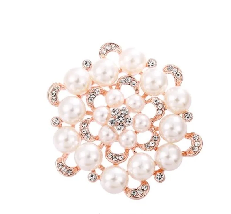 Elegant Pin Bicycle Flower Snowflake Imitation Pearl Alloy Inlay Rhinestones Women'S Brooches