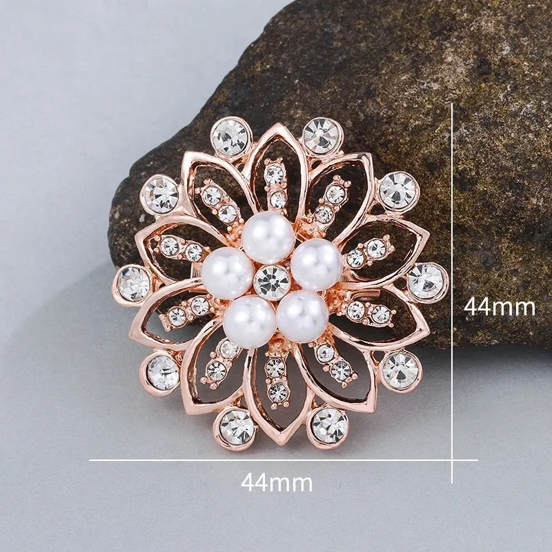 Elegant Pin Bicycle Flower Snowflake Imitation Pearl Alloy Inlay Rhinestones Women'S Brooches