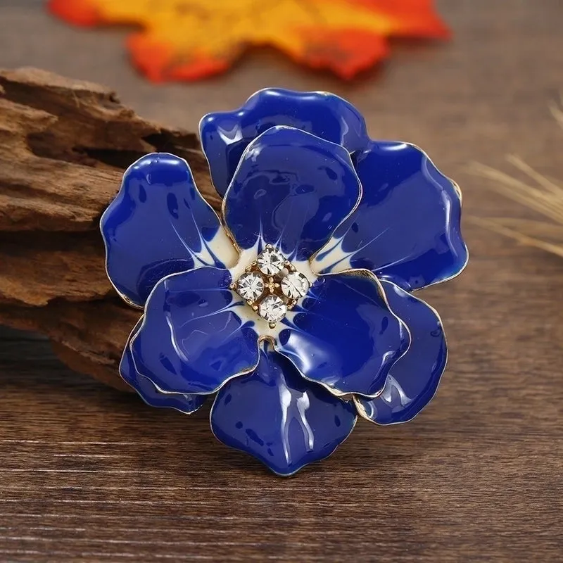 Elegant Pin Flower Alloy Enamel Artificial Gemstones Unisex Brooches