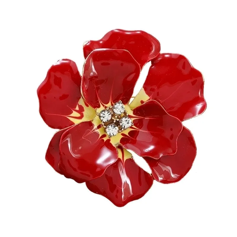 Elegant Pin Flower Alloy Enamel Artificial Gemstones Unisex Brooches