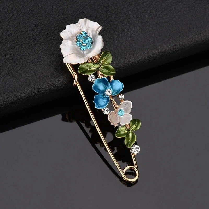 Elegant Pin Flower Alloy Enamel Inlay Rhinestones Unisex Brooches