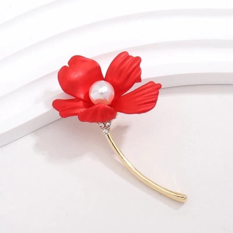 Elegant Pin Flower Alloy Enamel Women'S Brooches