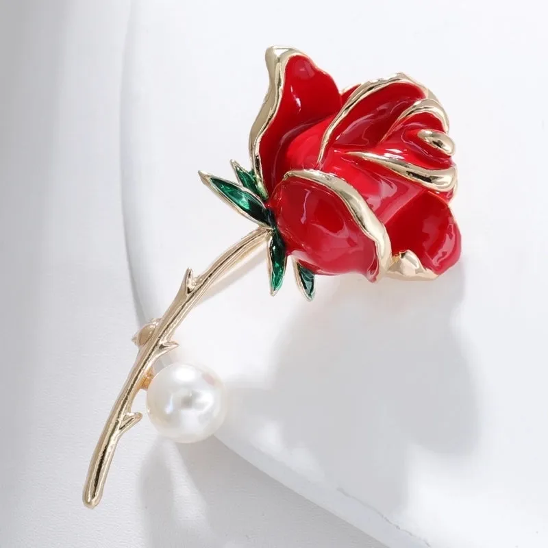 Elegant Pin Flower Alloy Enamel Women'S Brooches