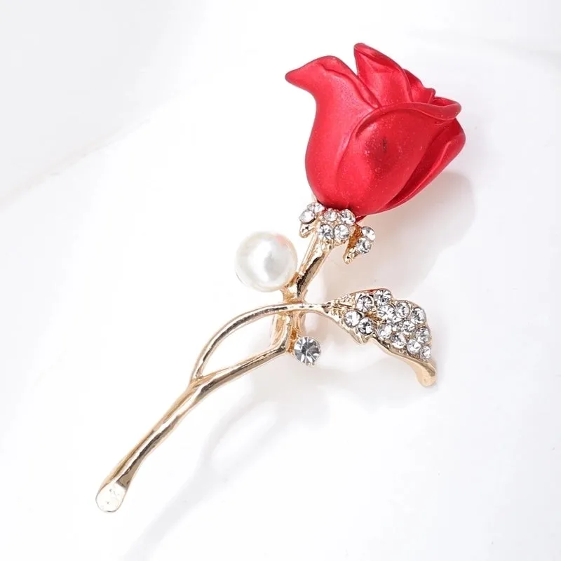 Elegant Pin Flower Alloy Enamel Women'S Brooches