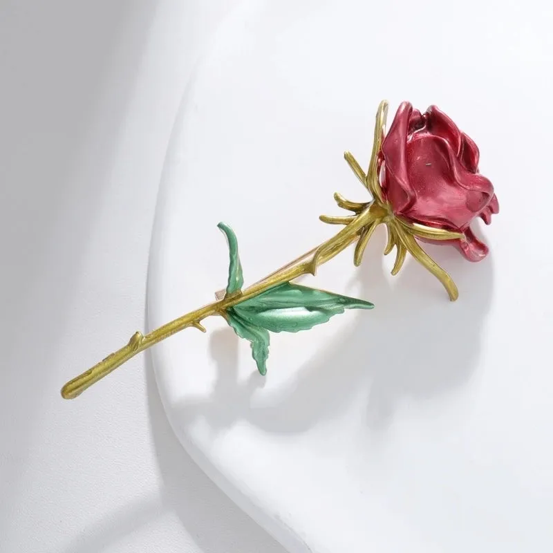 Elegant Pin Flower Alloy Enamel Women'S Brooches