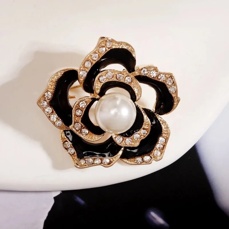 Elegant Pin Flower Alloy Enamel Women'S Brooches