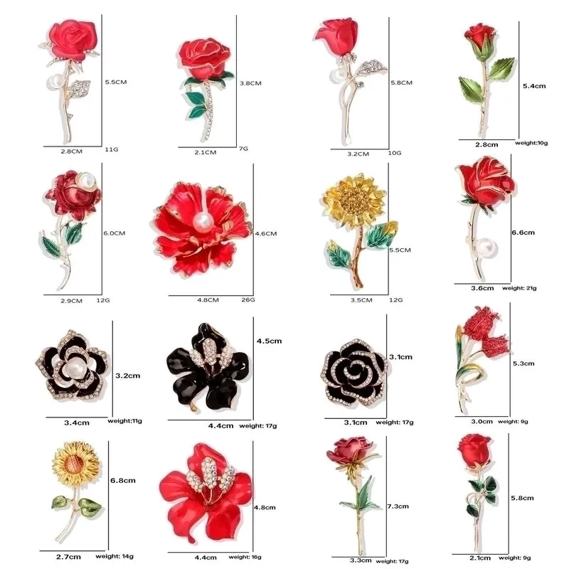 Elegant Pin Flower Alloy Enamel Women'S Brooches