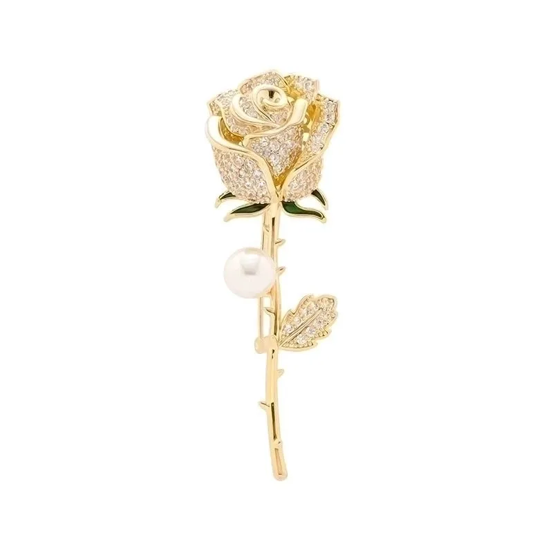 Elegant Pin Flower Alloy Inlay Artificial Pearls Rhinestones Women's Brooches