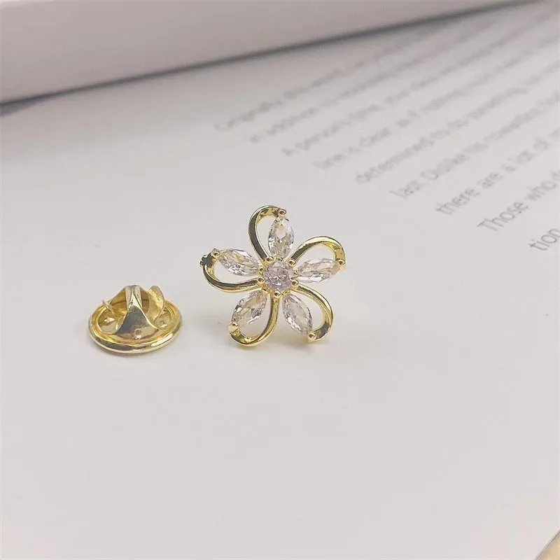 Elegant Pin Flower Alloy Plating Women'S Brooches