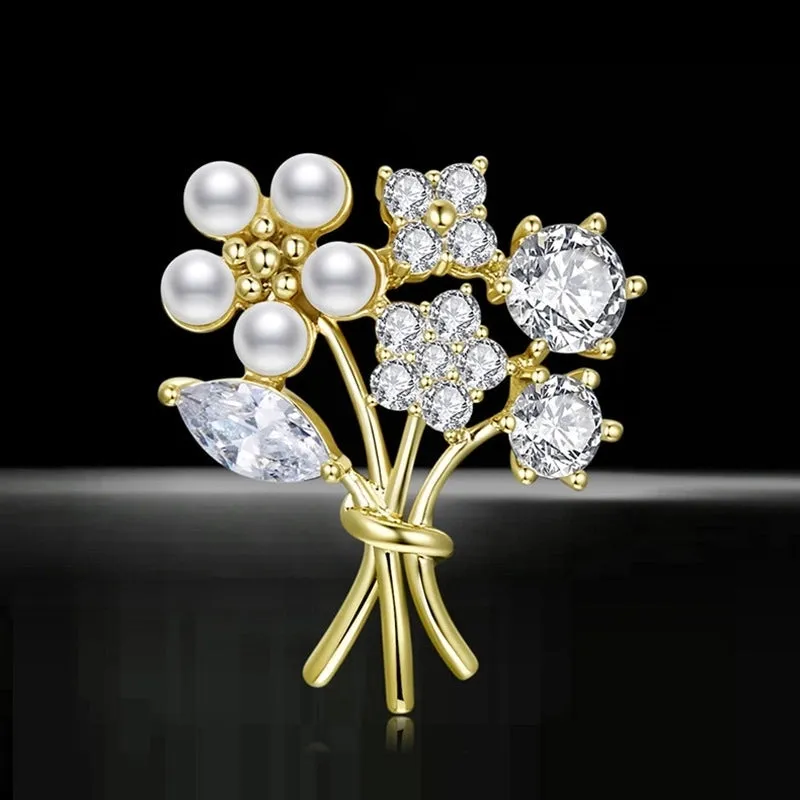 Elegant Pin Flower Alloy Plating Women'S Brooches