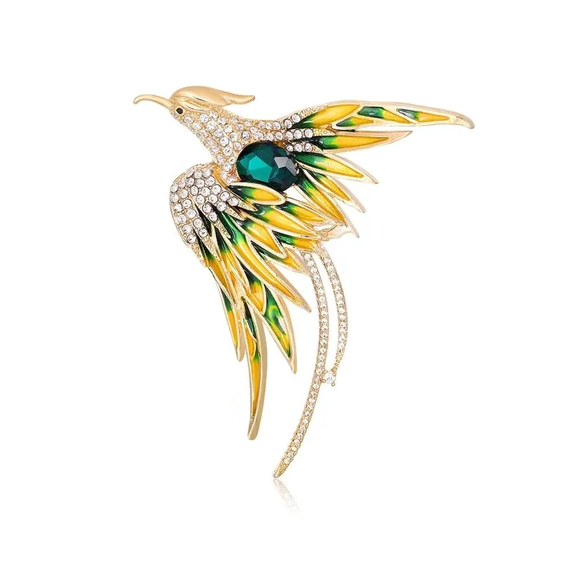 Elegant Pin Phoenix Alloy Plating Rhinestones Women'S Brooches