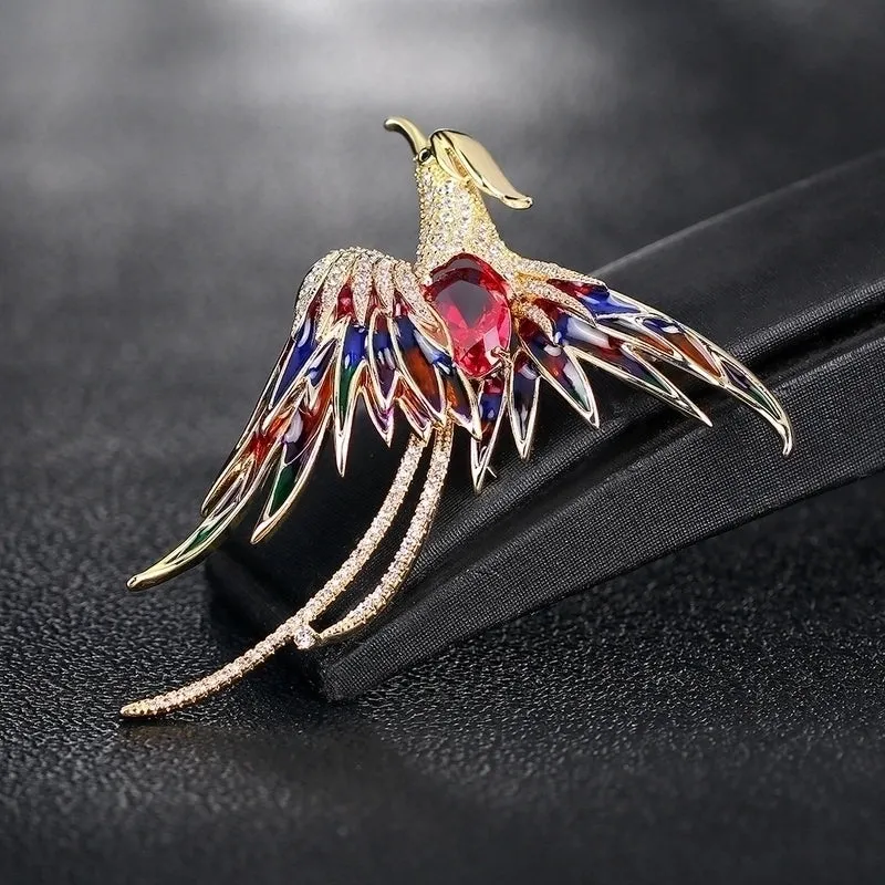 Elegant Pin Phoenix Alloy Plating Rhinestones Women'S Brooches