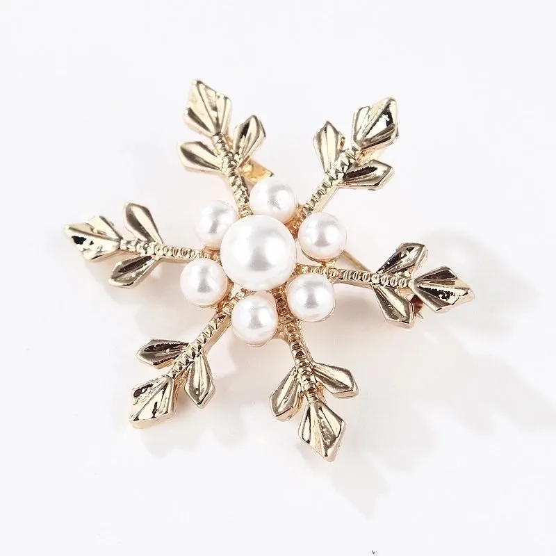 Elegant Pin Star Flower Snowflake Imitation Pearl Alloy Rhinestone Women'S Brooches