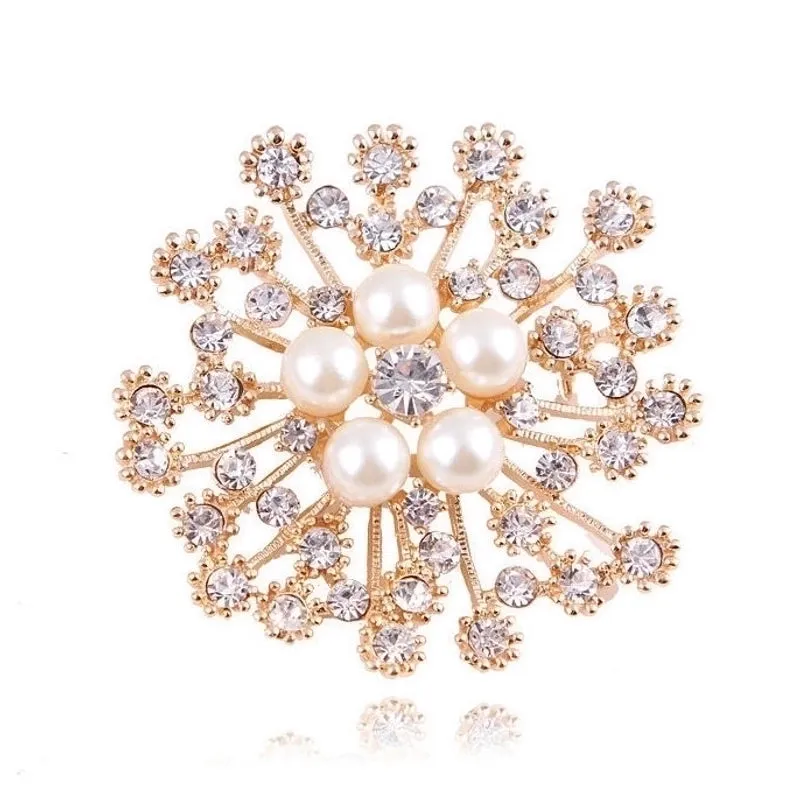 Elegant Pin Star Flower Snowflake Imitation Pearl Alloy Rhinestone Women'S Brooches