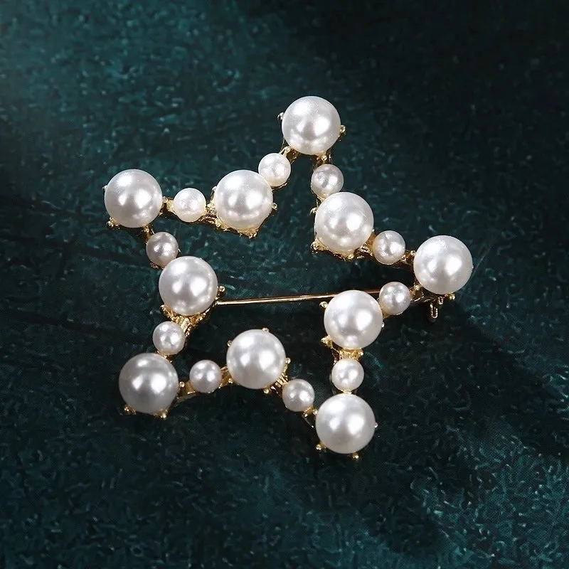 Elegant Pin Star Flower Snowflake Imitation Pearl Alloy Rhinestone Women'S Brooches