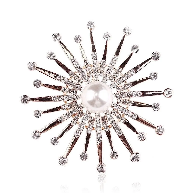 Elegant Pin Star Flower Snowflake Imitation Pearl Alloy Rhinestone Women'S Brooches