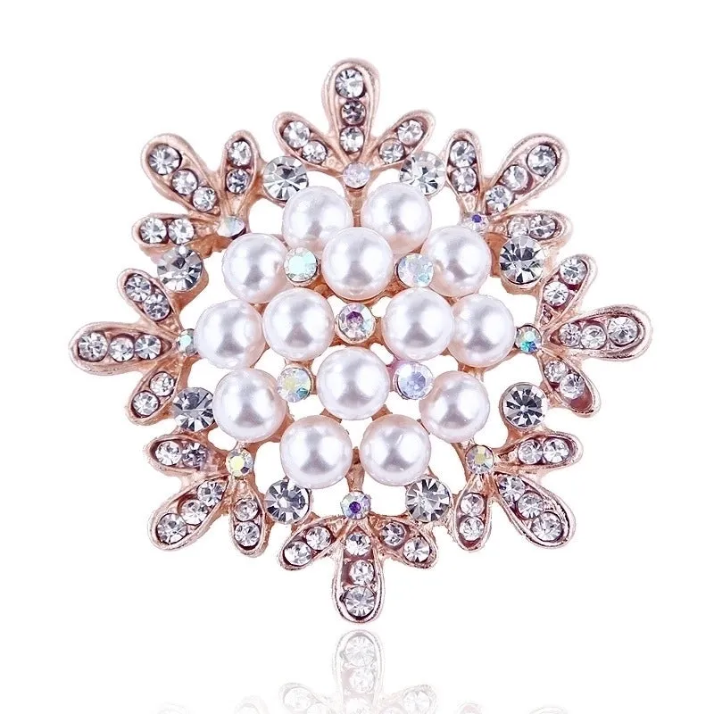 Elegant Pin Star Flower Snowflake Imitation Pearl Alloy Rhinestone Women'S Brooches