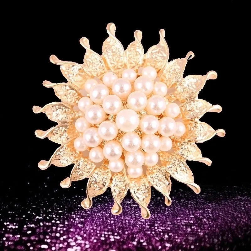 Elegant Pin Star Flower Snowflake Imitation Pearl Alloy Rhinestone Women'S Brooches