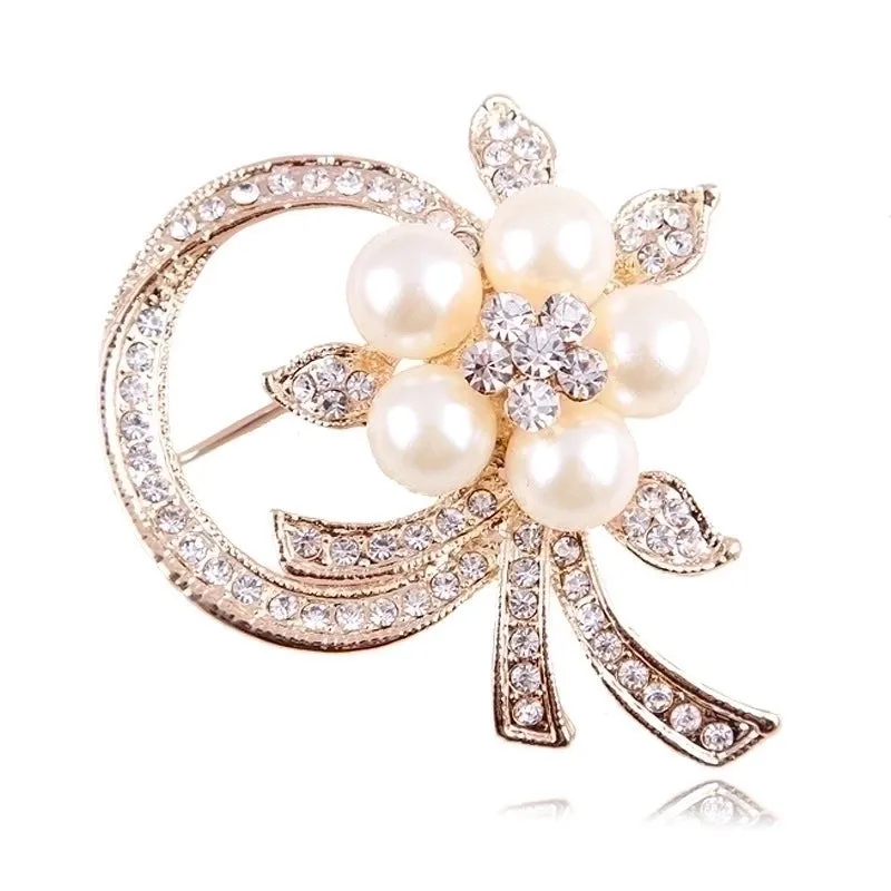 Elegant Pin Star Flower Snowflake Imitation Pearl Alloy Rhinestone Women'S Brooches