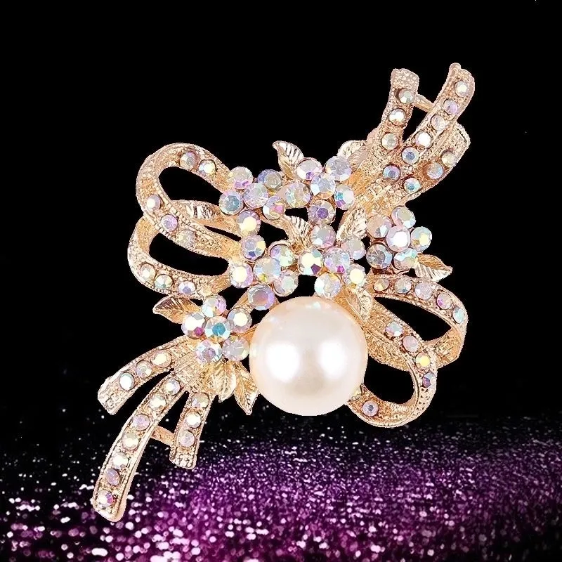 Elegant Pin Star Flower Snowflake Imitation Pearl Alloy Rhinestone Women'S Brooches