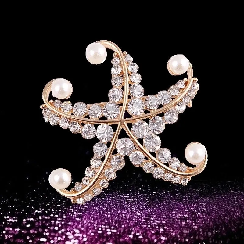 Elegant Pin Star Flower Snowflake Imitation Pearl Alloy Rhinestone Women'S Brooches