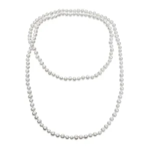 Flapper Rope Hand Knotted White Freshwater Cultured Pearl Strand Necklace 36 Inch