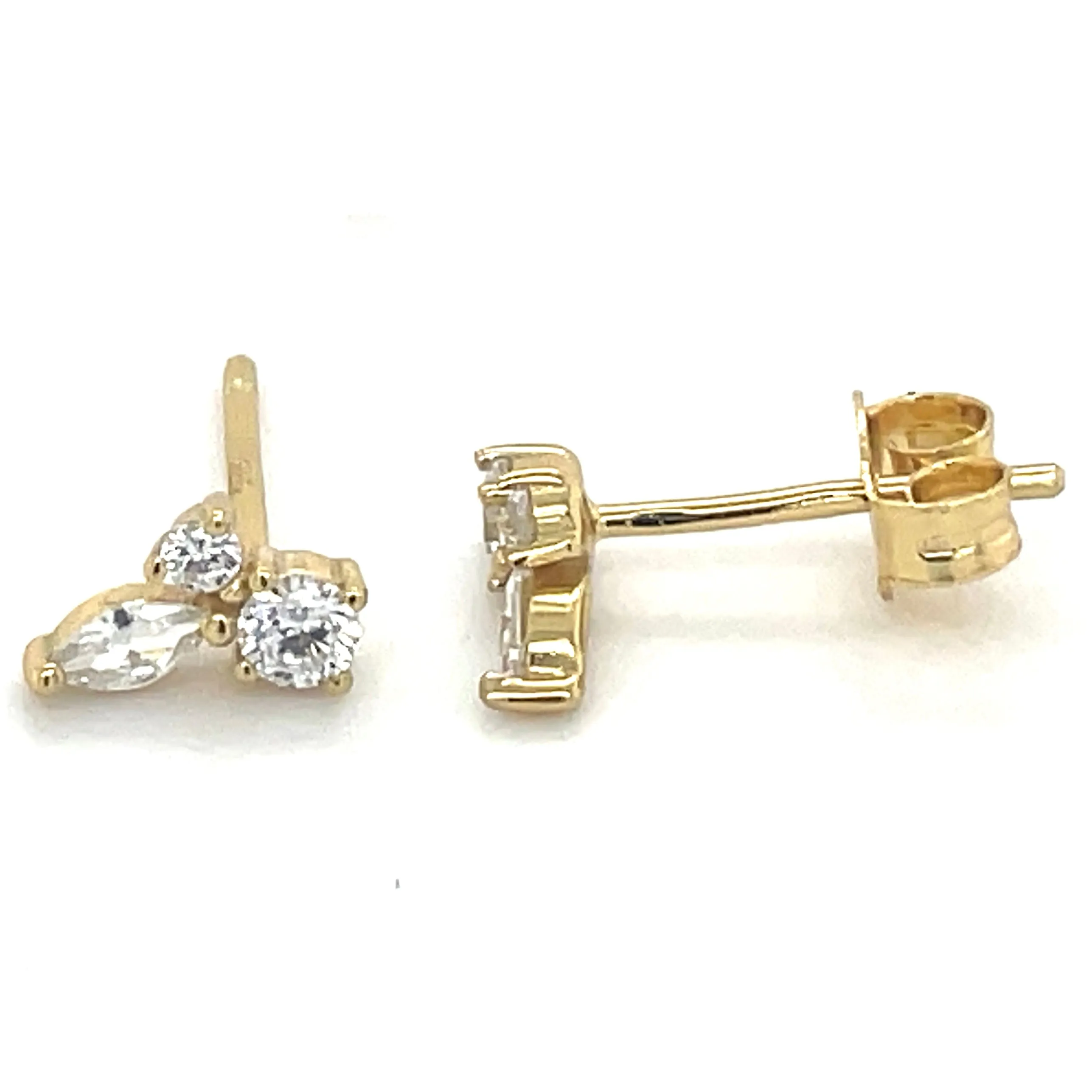 Forma Golden Round And Marquise Cz Stud Earrings